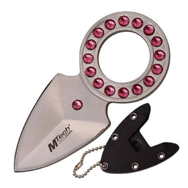 Defense Divas® Knives & Knuckles Pink Crystal Knife Necklace